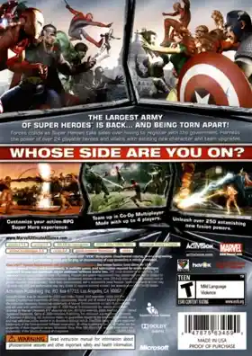 Marvel Ultimate Alliance 2 (USA) box cover back